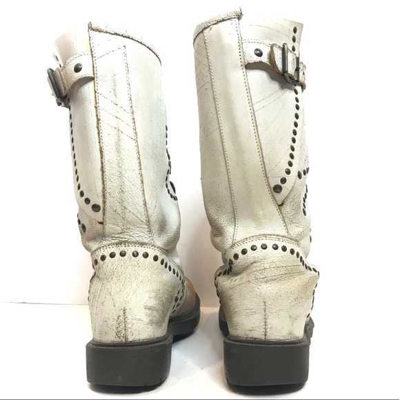 ASH Studded Boots Buckle Strap Distressed Engineer - Picture 11 of 15